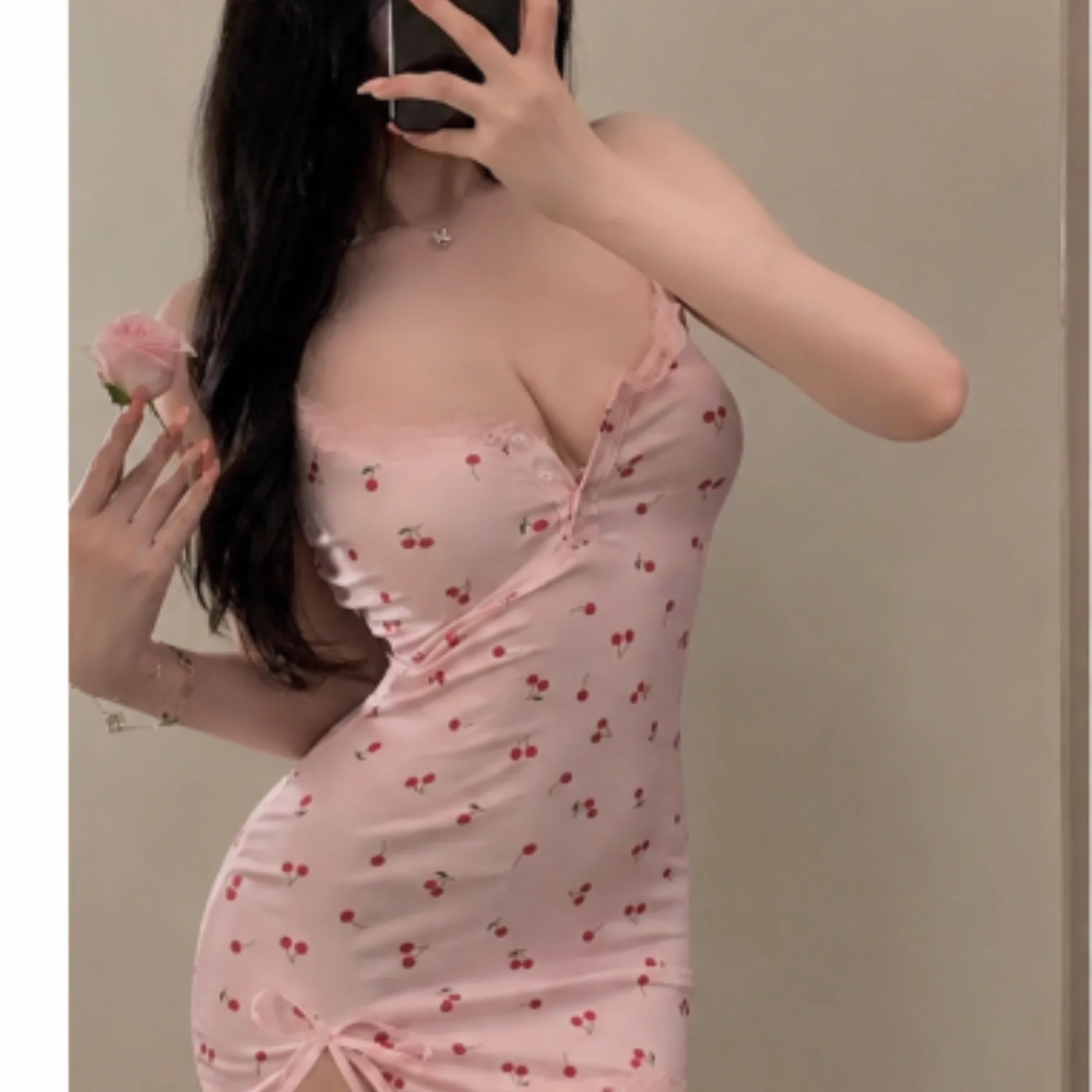Pink Cherry Nightgown – Pink front view