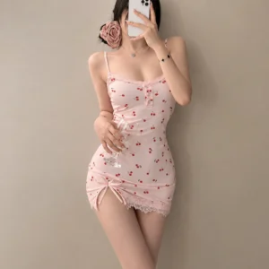 pink cherry print nightgown